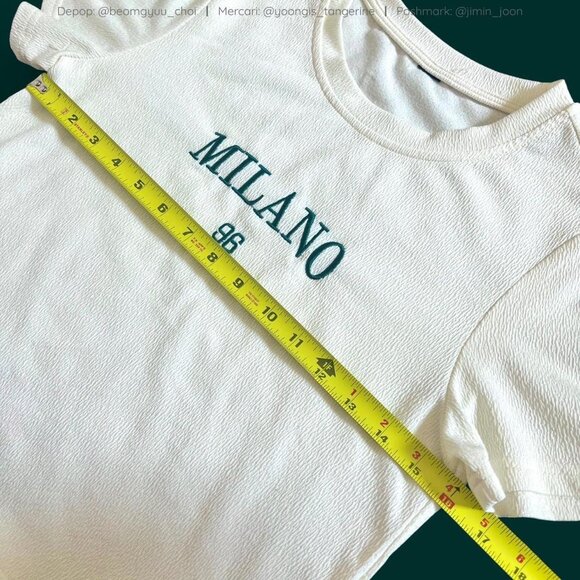 Cream Milano crop top with green embroidery 💚✨ - Picture 4 of 5